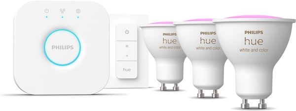 Philips Hue -LED-smartpære, BT, Hvid og farvet ambiance, GU10, 4,2 W, starterpakke