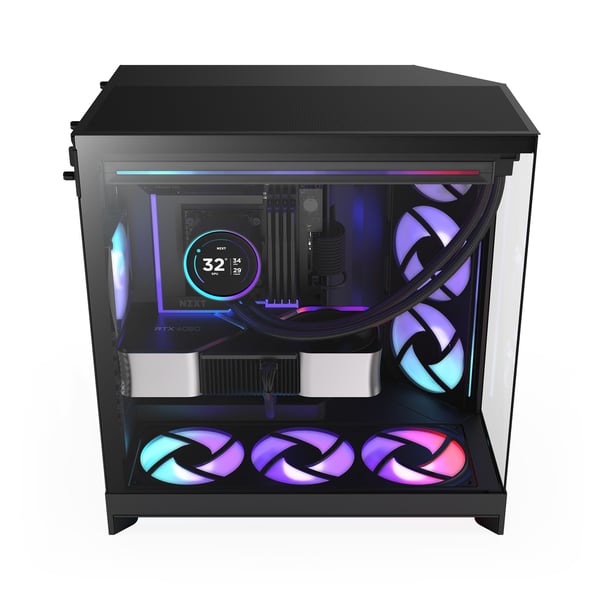 NZXT H9 Flow RGB+ (2025) ATX-chassi, svart