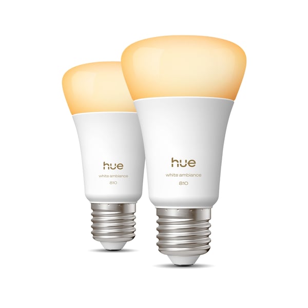Philips Hue LED-smartlampa, White ambiance, E27, 810 lm, 2-pack