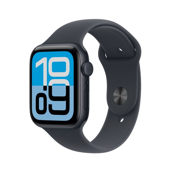 Apple Watch SE 3 (GPS + Cellular) 44 mm midnatt aluminiumskal och midnatt sportarmband, M/L