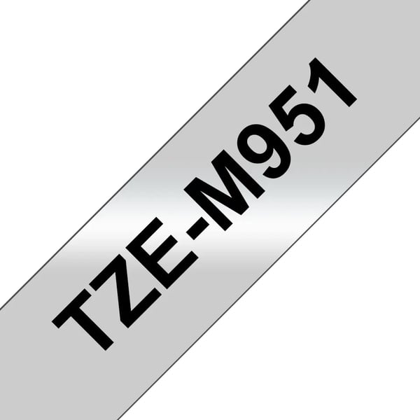Brother TZe-M951 -etikettiremmi, 24 mm x 8 m, svart med mattsilver botten