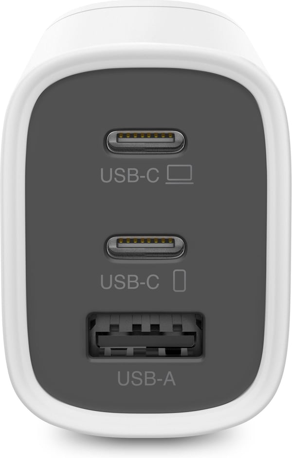 GP GaN PD 65 W -nätadapter, 2x USB-C + 1x USB-A, vit