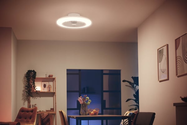 Philips Amigo Flat Fan Ceiling IR RD 25W+60W -ventilatorlampe, hvid