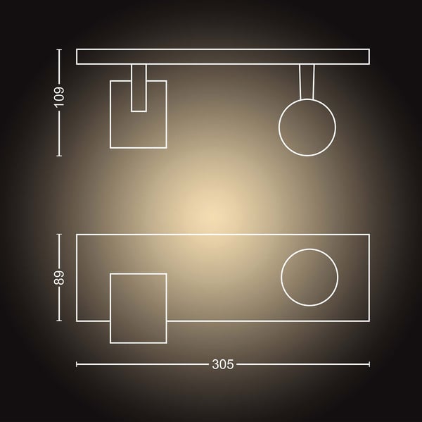 Philips Hue Runner vit ambiance -smart spotlights, 2-delad, svart, BT, 2 x 4,2 W