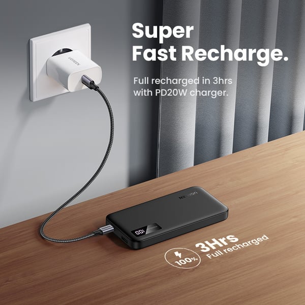 Ugreen 10 000 mAh powerbank med snabbladdning