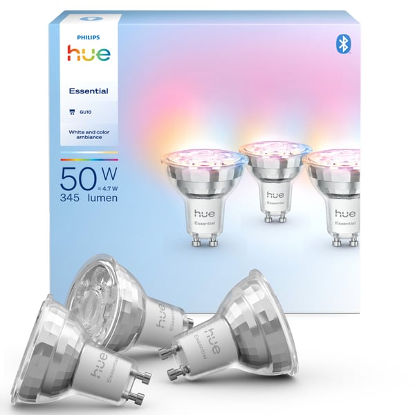 Philips Hue Essential smart spotlampa, White and color ambiance, GU10, 345 lm, 3-pack