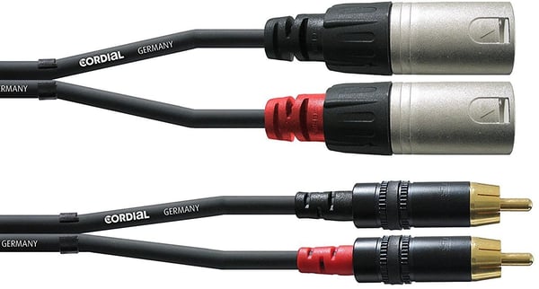 Cordial 2 x RCA - 2 x XLR -ljudkabel, 3 m