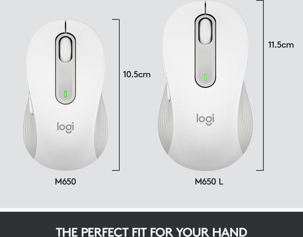 Logitech Signature M650 L -trådløs mus, hvid