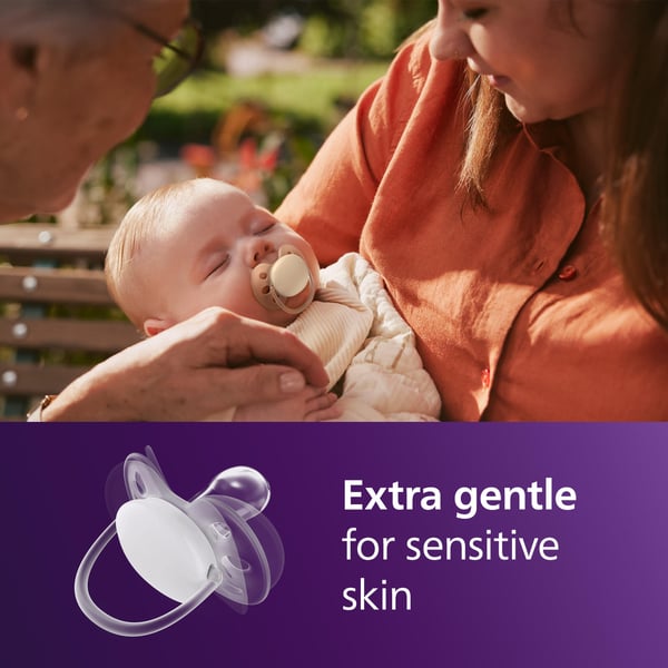 Philips Avent Ultra soft-napp, 0–6 mån, 2 st/förpackning, gul/orange, 80 % växtbaserade material