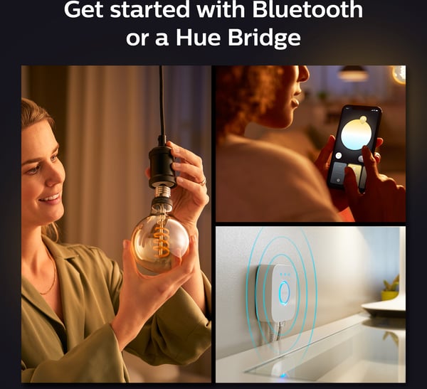 Philips Hue -filamentintelligenta lampa, White ambiance, Filament Globe, E27, 9,5 cm
