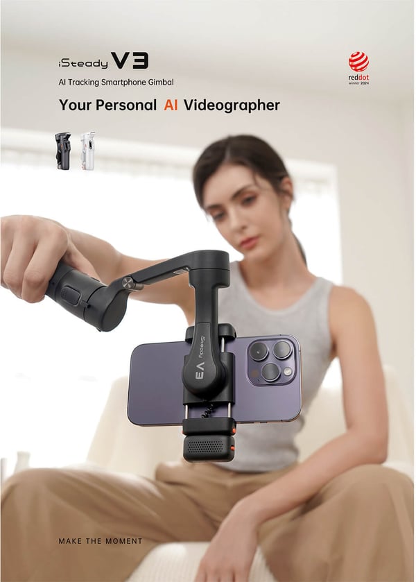 HOHEM iSteady V3 AI Kit gimbal för mobiltelefon, vit