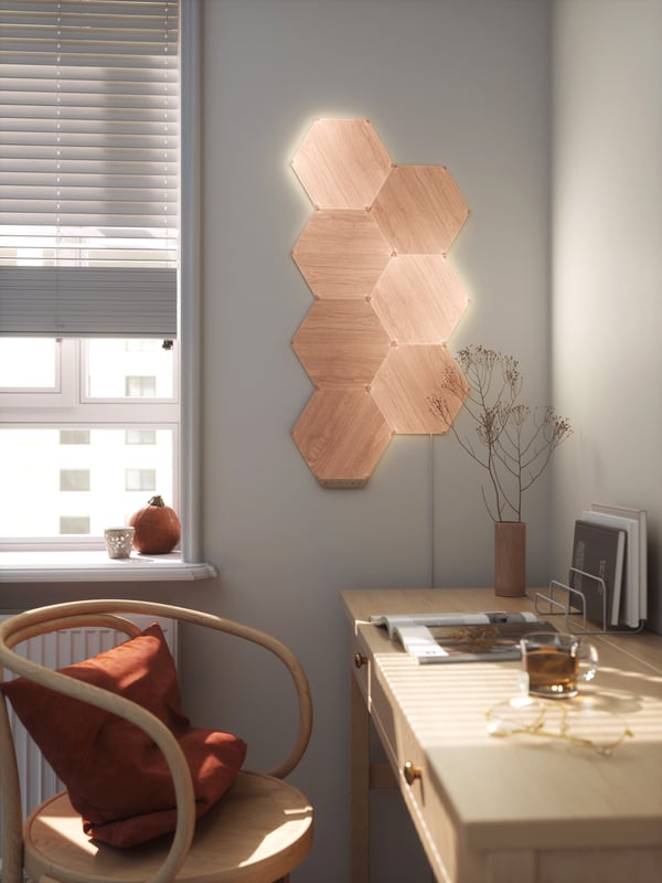 Nanoleaf Elements Träliknande Hexagoner Startpaket -startpaket, 7-panelspaket