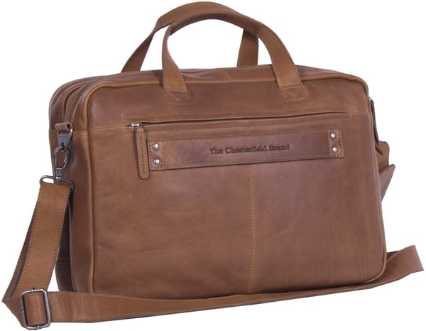 The Chesterfield Brand Ryan -datorväska för bärbar dator på 17 tum, konjak