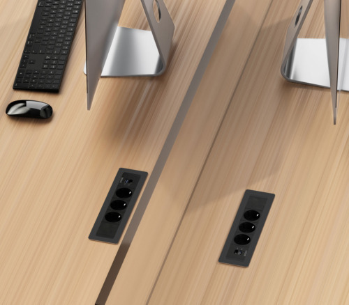 DELTACO infälld strömpanel, 3 uttag, 1x21W A+C USB-laddare, GST18, kedjning
