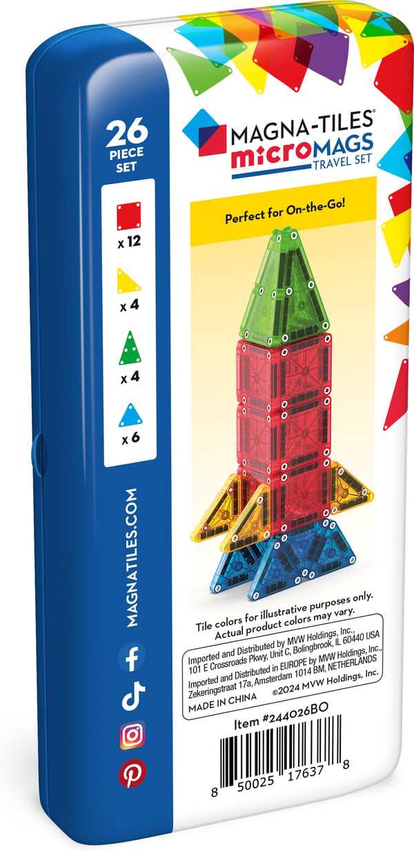 MAGNA-TILES® microMAGS Reselåda magnetisk byggsats, 26 delar