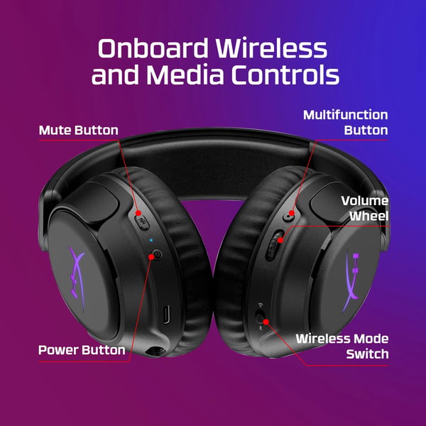 HyperX Flight 2 trådlösa spelhörlurar, svart
