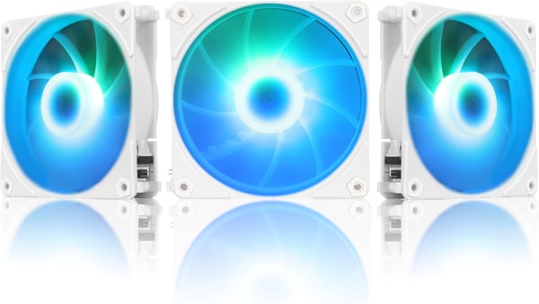 Blackstorm Luna UF120 ARGB PWM-fläktpaket, vit, 120 mm, paket om 3 st