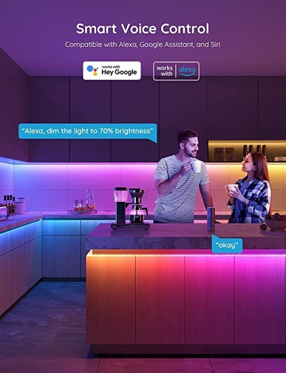 Govee RGBIC Basic LED Strip Lights -LED-ljusslinga, Wi-Fi + Bluetooth, 5 m