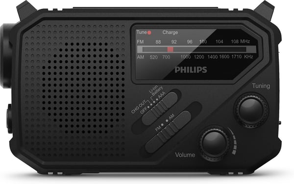 Philips TAR1609 rejseradio og lommelygte, sort