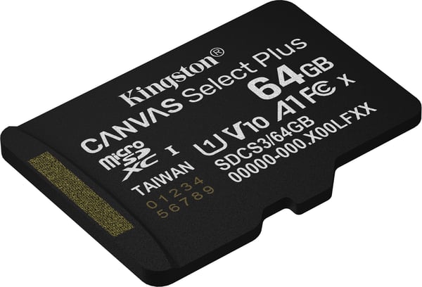 Kingston 64 GB Canvas Select Plus Gen3 UHS-I microSD-minneskort