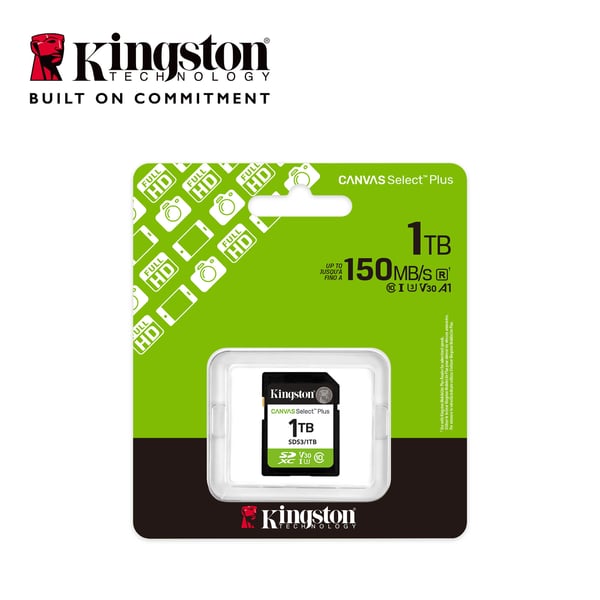 Kingston 1 Tt SDXC Canvas Select Plus Gen3 UHS-I U3 V30 minneskort