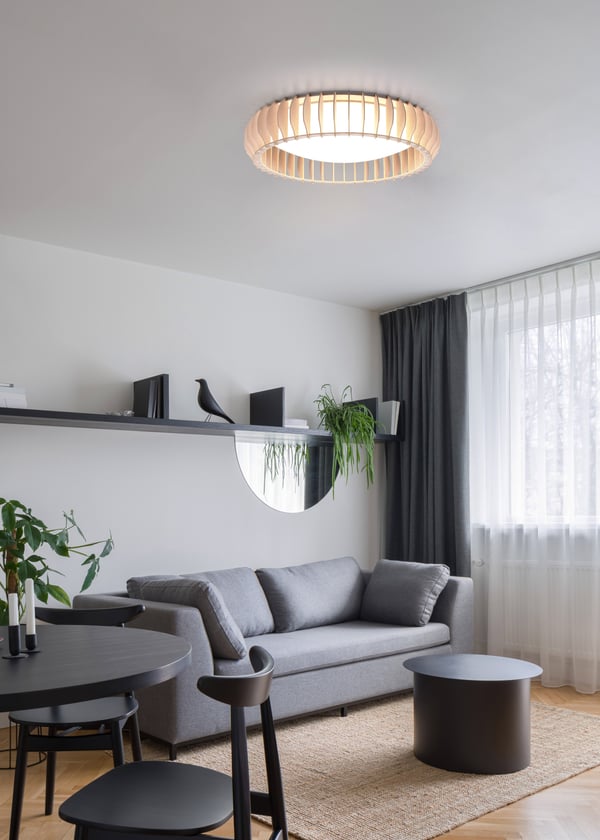 Trio Reality Monte -LED-taklampa, 60 cm, 4400 lm, träfärg