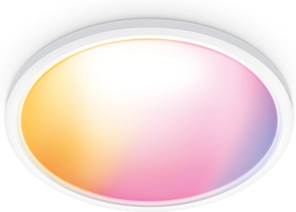 WiZ SuperSlim loftlampe, rund, hvid, WiFi, 32 W, RGB, 2200-6500 K, 3750 lm