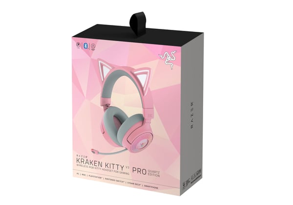 Razer Kraken Kitty V3 Pro spelhörlurar, rosa