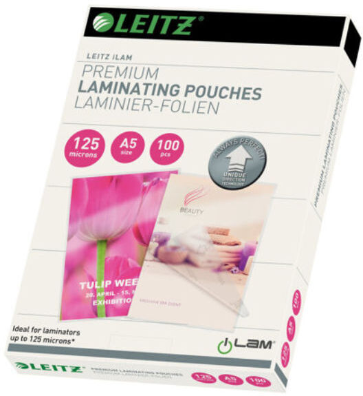 Leitz iLAM UDT A5 -lamineringsficka, blank yta, 125 mikron, 100 st