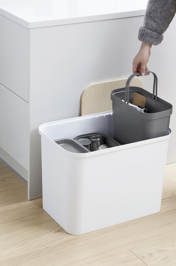SmartStore Collect - sorteringssæt med trælåg, 76 L, hvid
