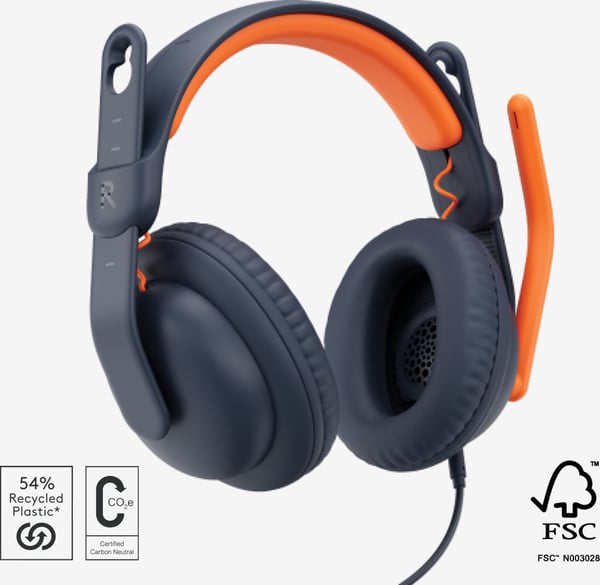 Logitech Zone Learn Over-Ear -trådbundna hörlurar med mikrofon, USB-C