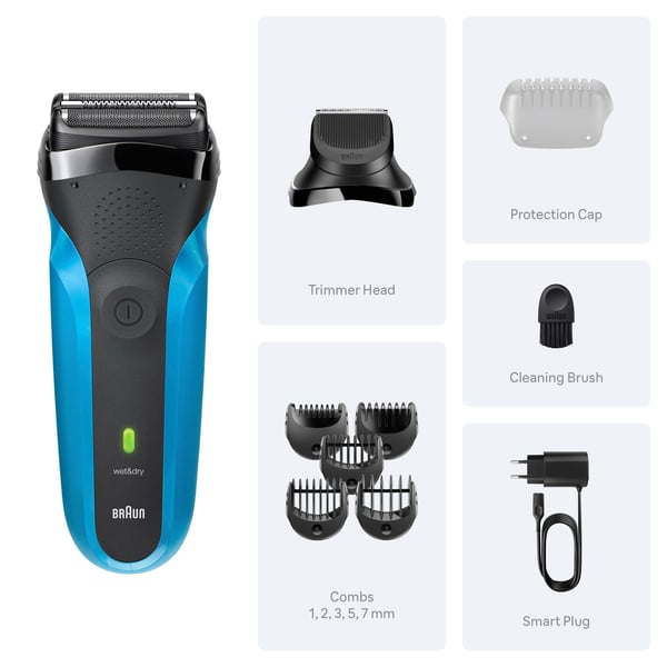 Braun Series 3, 310BT Wet&Dry -rakapparat med skäggtrimmertillbehör