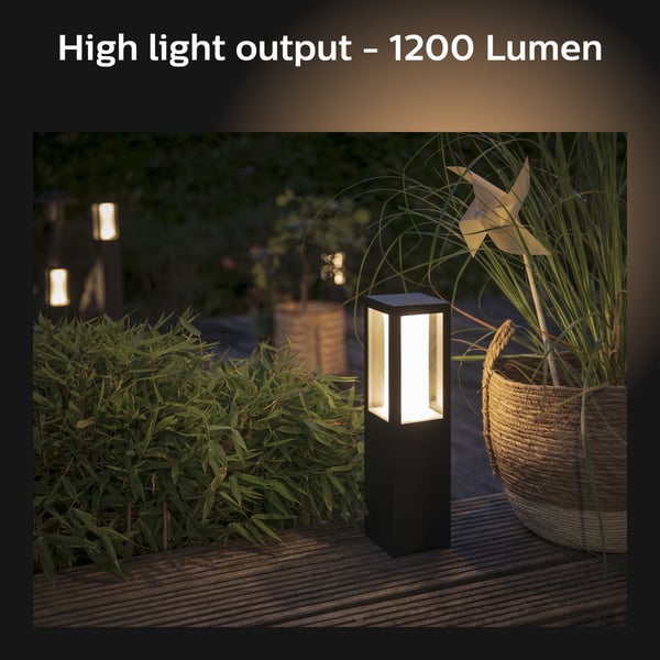 Philips Hue Impress Outdoor-smart bollardlampa, svart, låg, 40 cm, 1200 lm