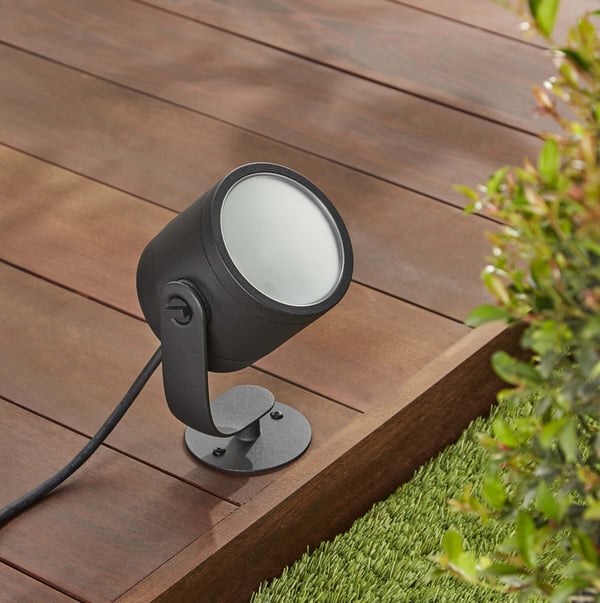 Philips Lily XL HUE Outdoor vit och färg ambiance -trädgårdsspotlight, 24 V, 24 cm, antracit, för utomhusbruk 15 W