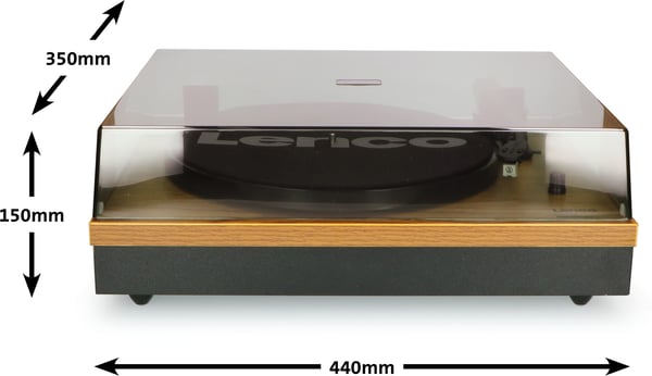 Lenco LS-300 -vinylskivspelare och högtalare, träfärgad
