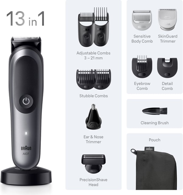 Braun All-in-One Series 7 multifunktionstrimmer, AIO7560, grå