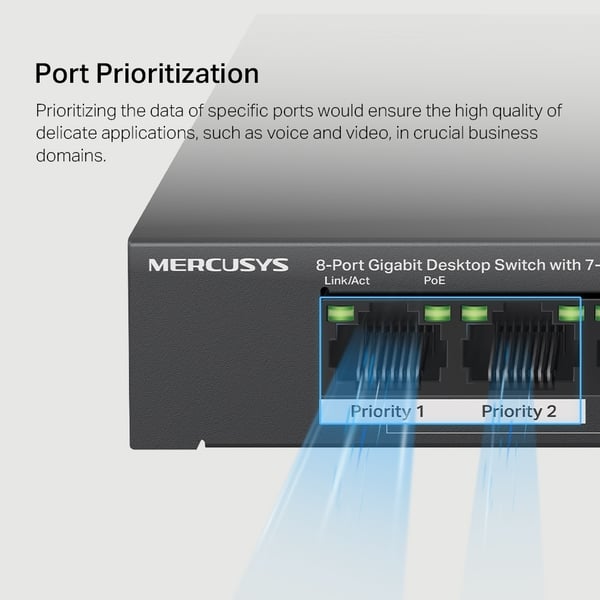 Mercusys MS108GP - 7-portars PoE+ switch