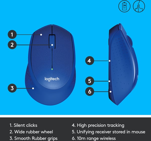 Logitech M330 Silent Plus -mus, blå