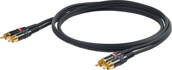 PROEL 2 x RCA hane - 2 x RCA hane, 3m, svart PROEL 2 x RCA hane - 2 x RCA hane, 3m, svart
