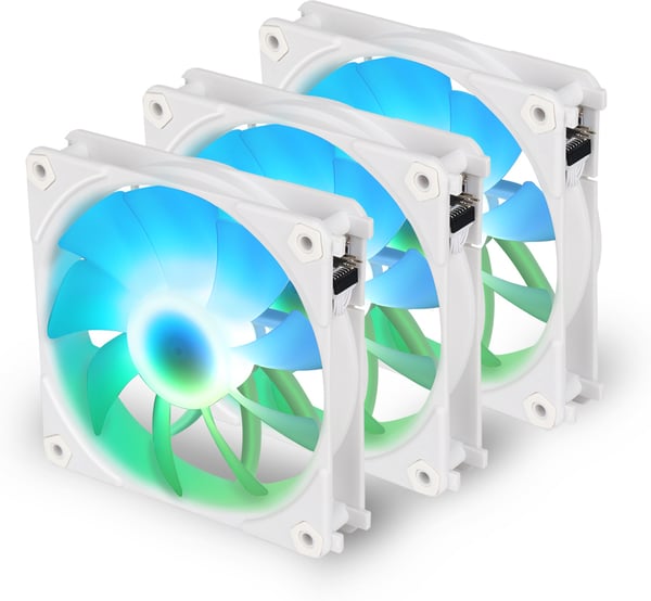Blackstorm Luna UF120 ARGB PWM-fläktpaket, vit, 120 mm, paket om 3 st