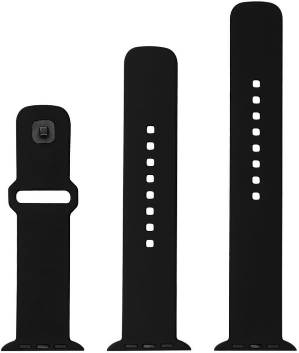 Fixerad silikonrem för smartklocka, Apple Watch 42 / 44 / 45 mm, svart