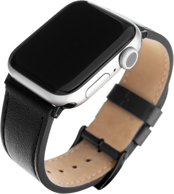 Fixerad läderrem för smartklocka, Apple Watch 42 / 44 / 45 / 49 mm, svart Fixerad läderrem för smartklocka, Apple Watch 42 / 44 / 45 / 49 mm, svart