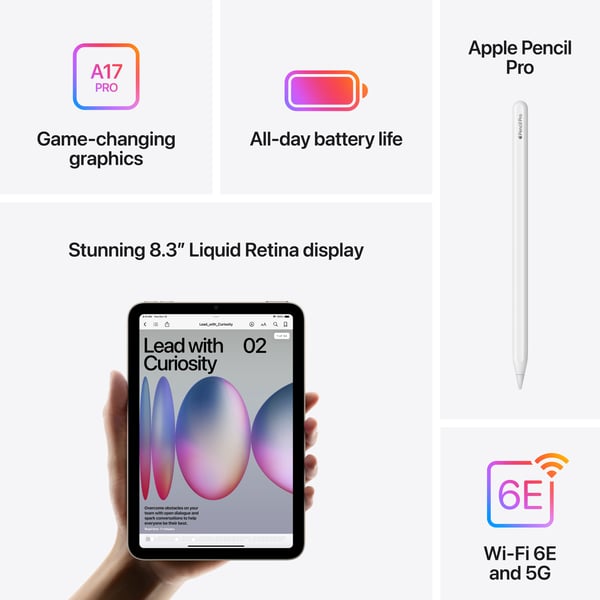 Apple iPad mini 128 GB WiFi + 5G 2024 -surfplatta, stjärngrå (MXPN3)