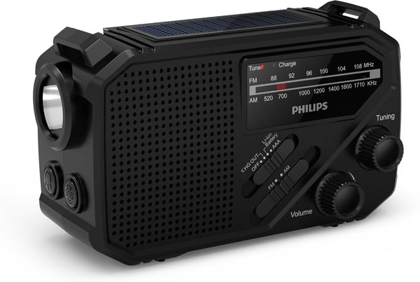 Philips TAR1609 rejseradio og lommelygte, sort