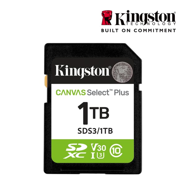 Kingston 1 Tt SDXC Canvas Select Plus Gen3 UHS-I U3 V30 minneskort