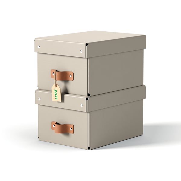 Leitz Puro förvaringslåda med lock, storlek S, 7 l, 2 st, beige