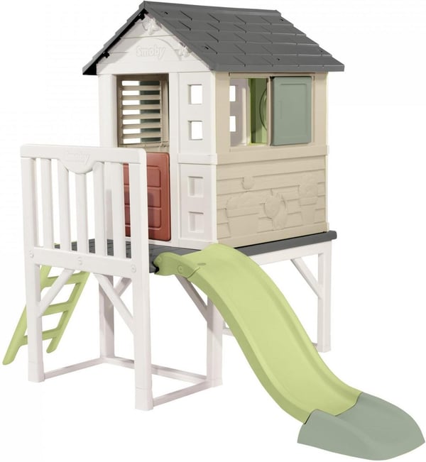 Smoby Life House på pålar lekstuga med rutschkana