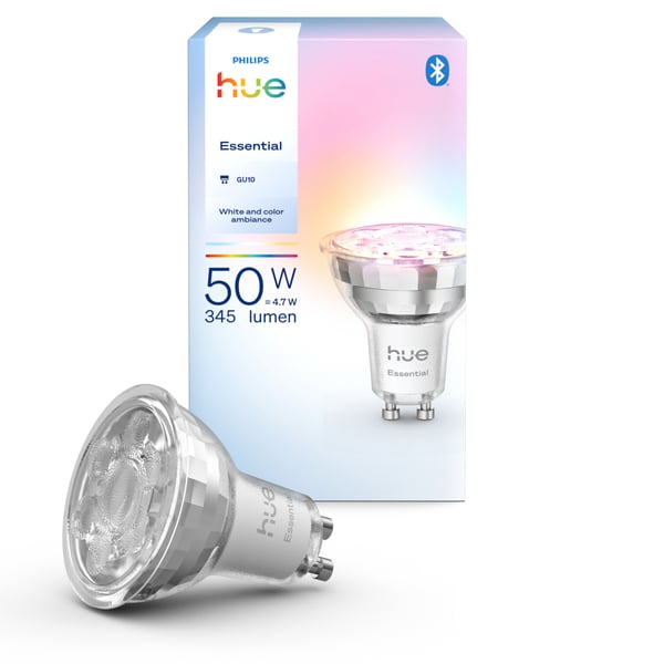 Philips Hue Essential smartlampa, Vit och färgad belysning, GU10, 345 lm