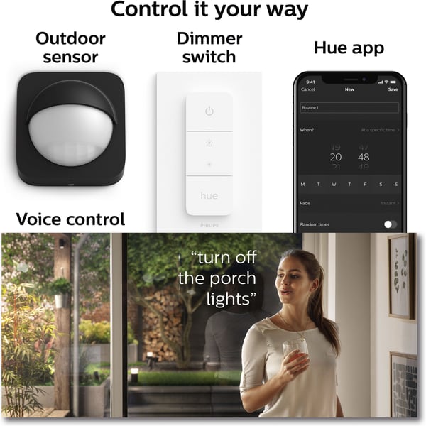 Philips Hue Impress Outdoor-smart bollardlampa, svart, låg, 40 cm, 1200 lm