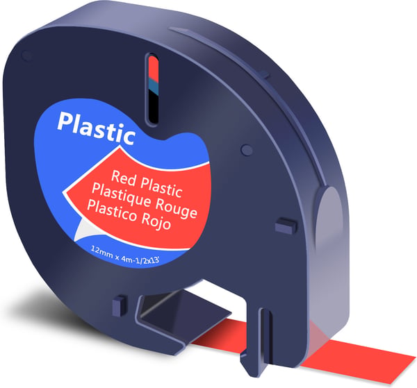 Dymo LetraTAG -plastband 12 mm x 4 m, svart på röd botten